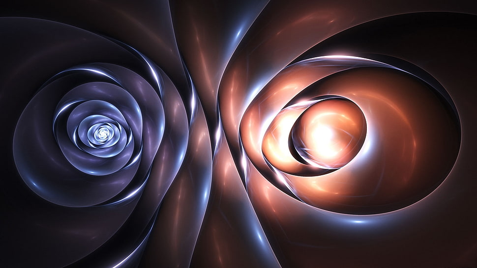 brown and gray spiral artwork HD wallpaper